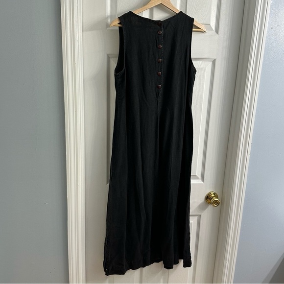 Vintage Dress Midi Linen Sleeveless Fairy Whimsigoth Black Boho Modest Small - Picture 5 of 7